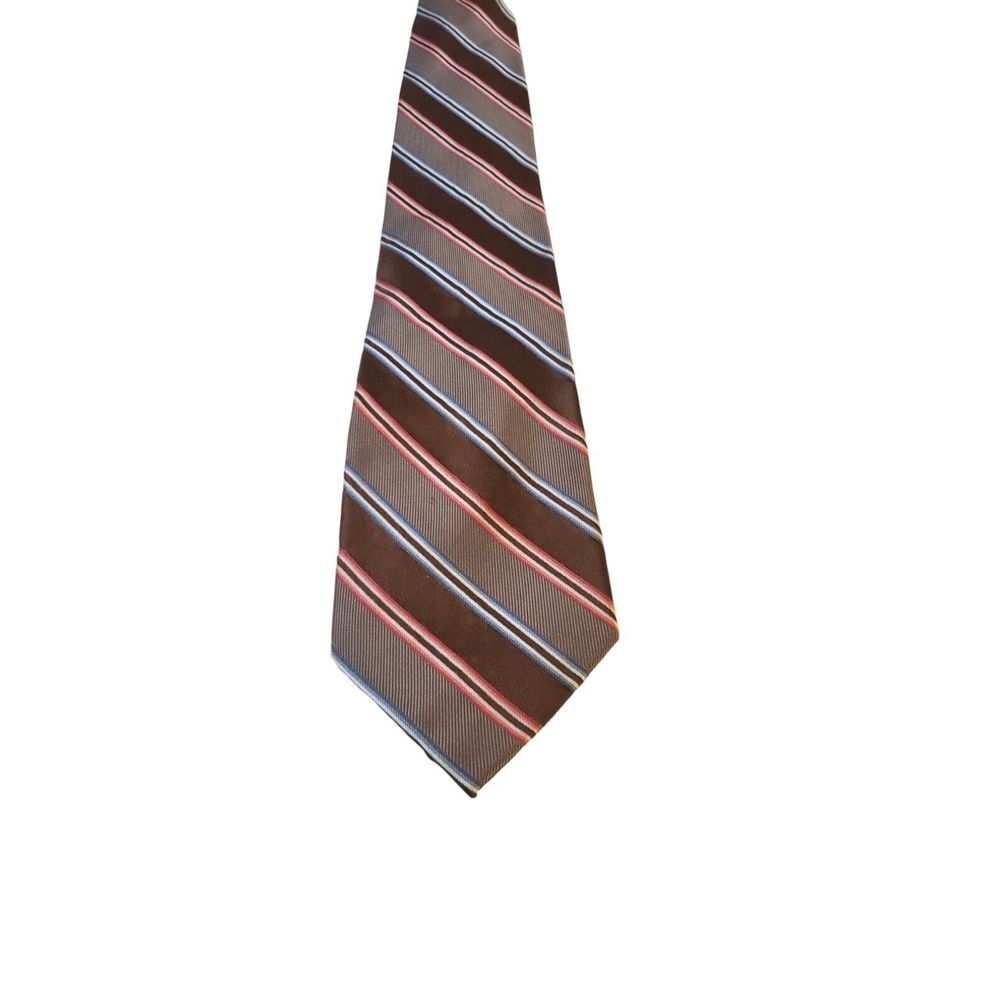 Liz Clairborne Mens Colorful Striped‎ Brown Pattern Silk Business Necktie